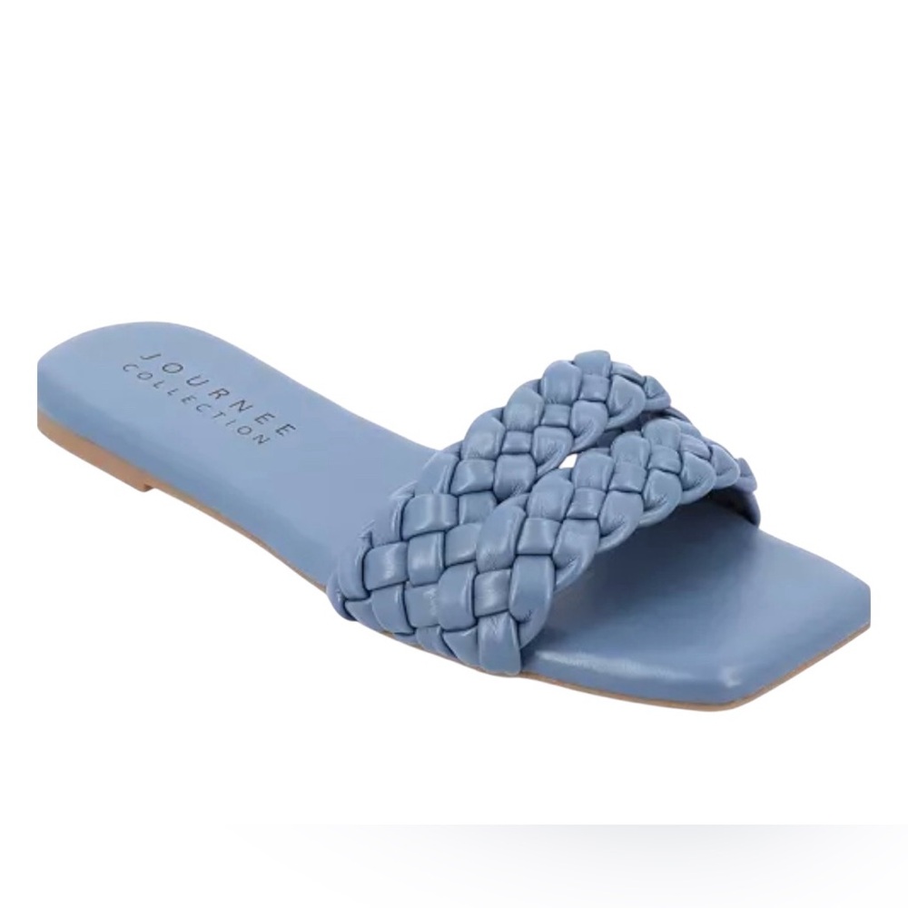 Journee Collection Women's Braided Blue Sandals